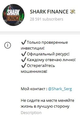 Shark Finance телеграмм