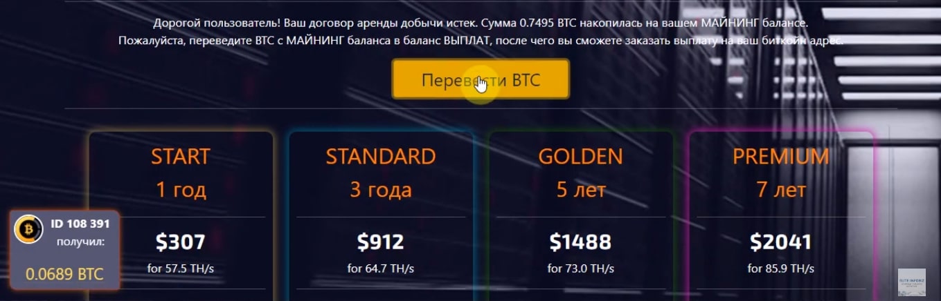 BTC Mining тарифы