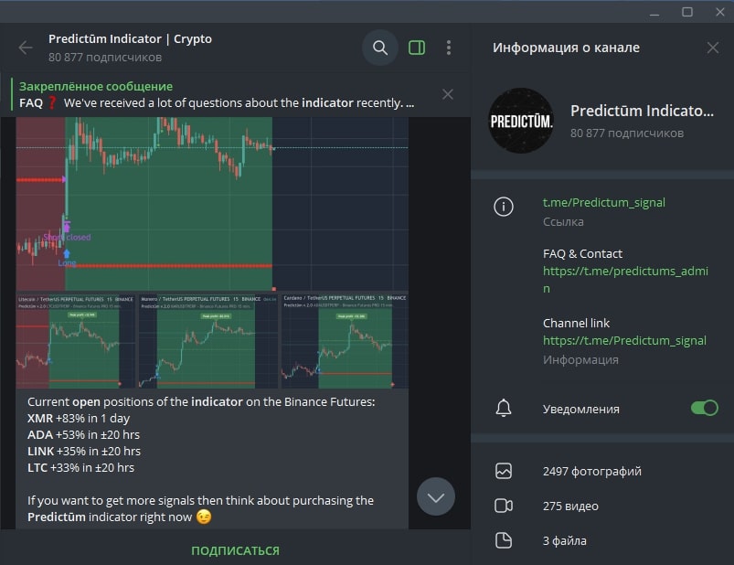 Predictum Indicator телеграмм