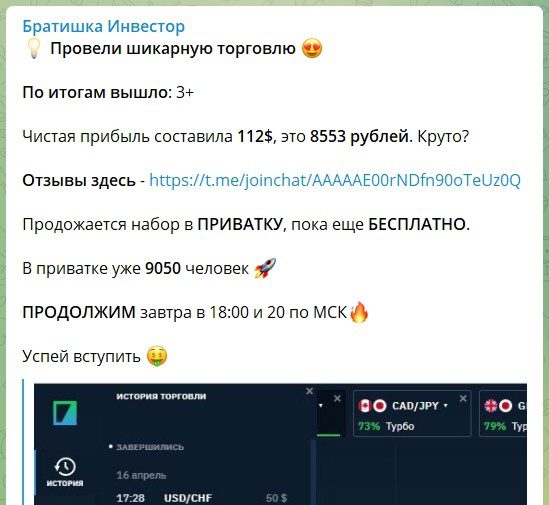 Статистика инвестиций Братишка инвестор