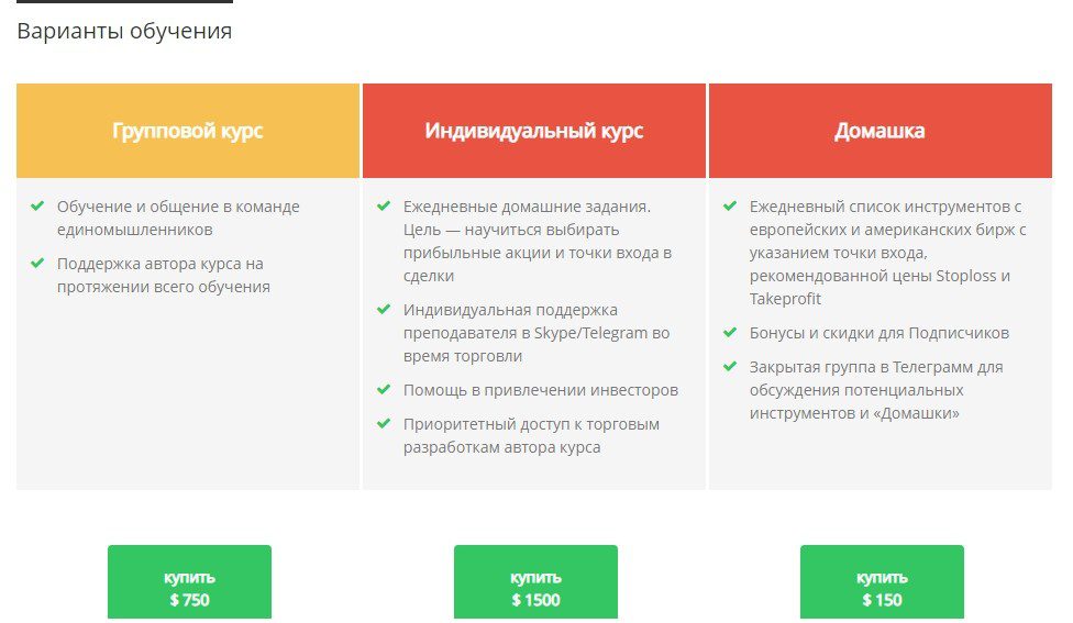 Варианты обучения Сергея Заботкина