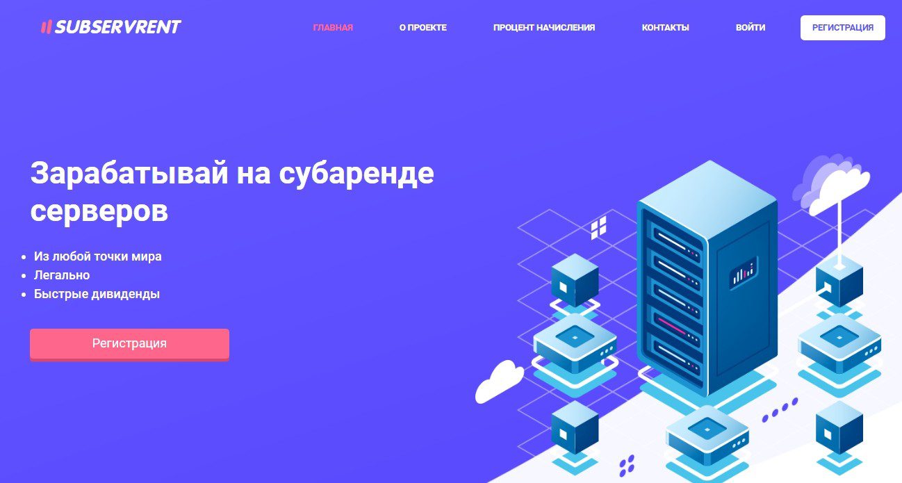 Сайт платформы для инвестиций SubServRent.com