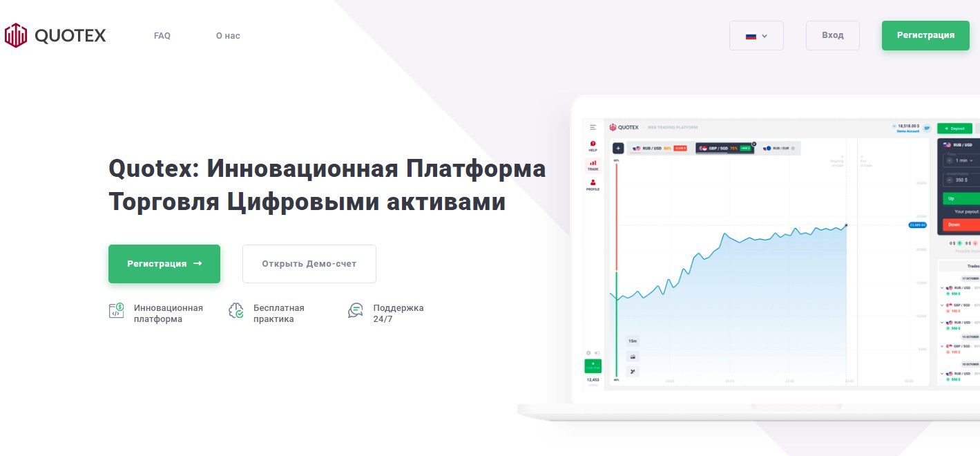 Сайт брокера Quotex