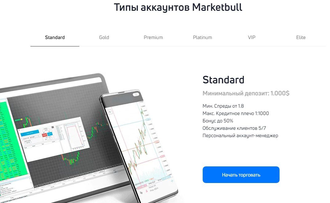 Типы аккаунтов Market Bull