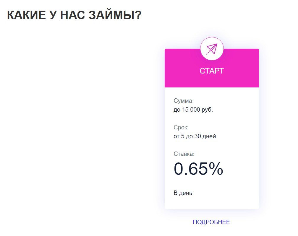 Варианты займов Webinvestment