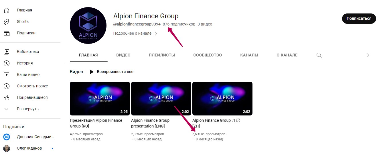 Alpion Finance ютуб