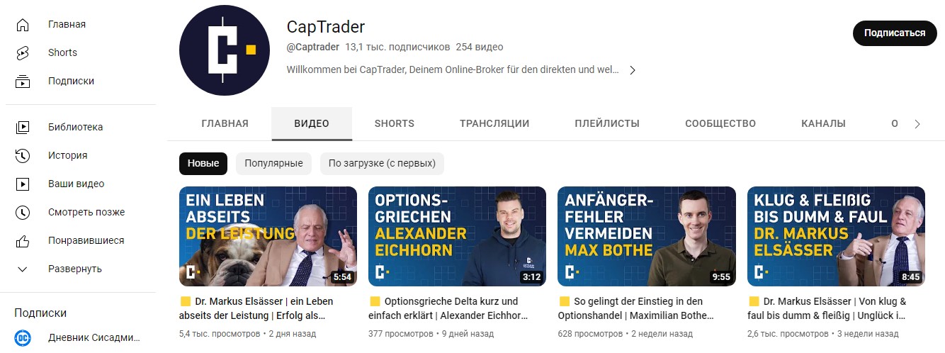 CapTrader ютуб