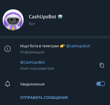 Cashupbot телеграм бот