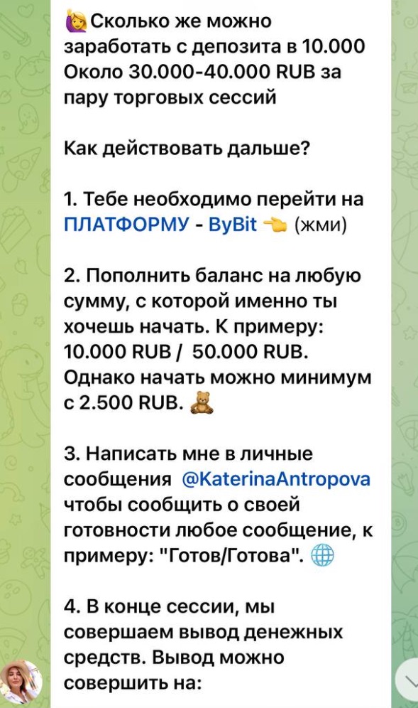 О заработке от Katya Ante