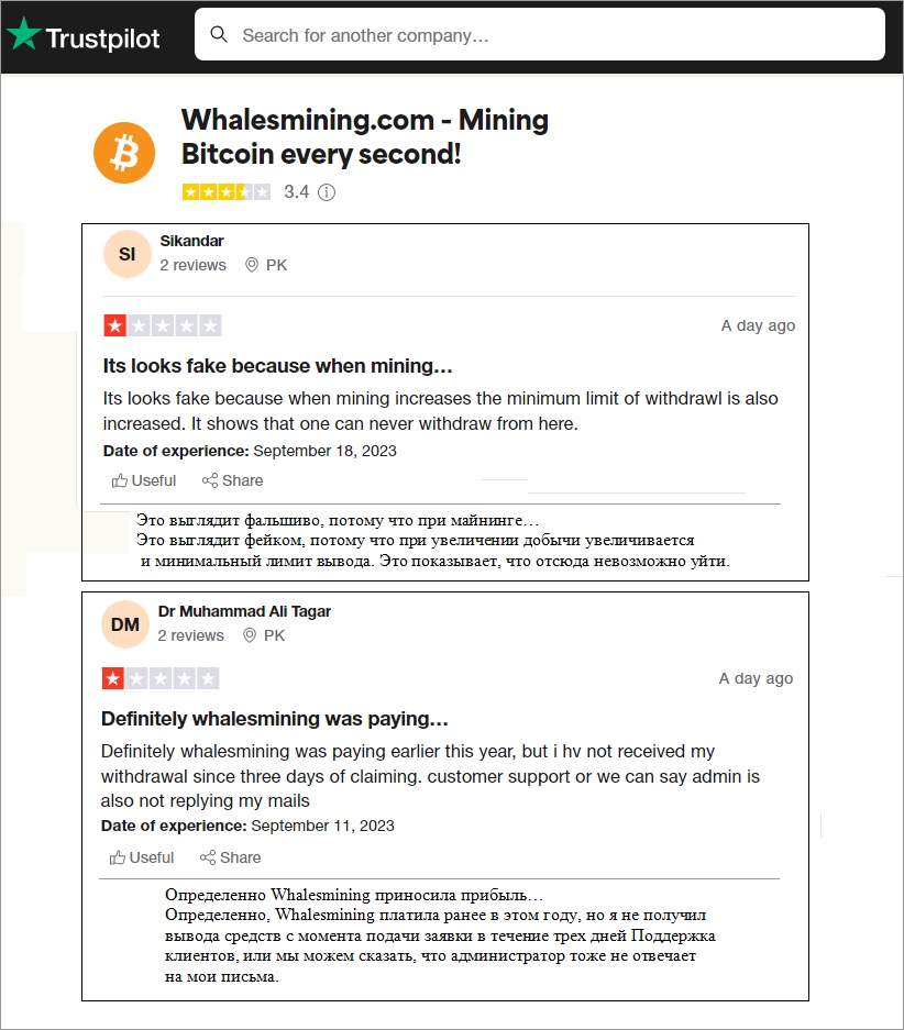 Отзывы о Whales Mining