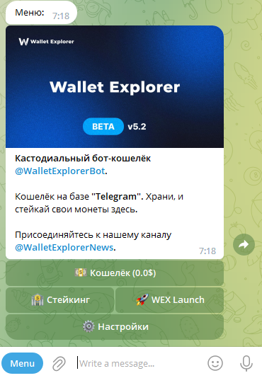 Wallet Explorer меню