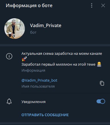 Vadim Private bot телеграм