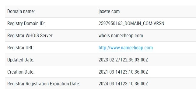 Jaxete com сайт инфа домен