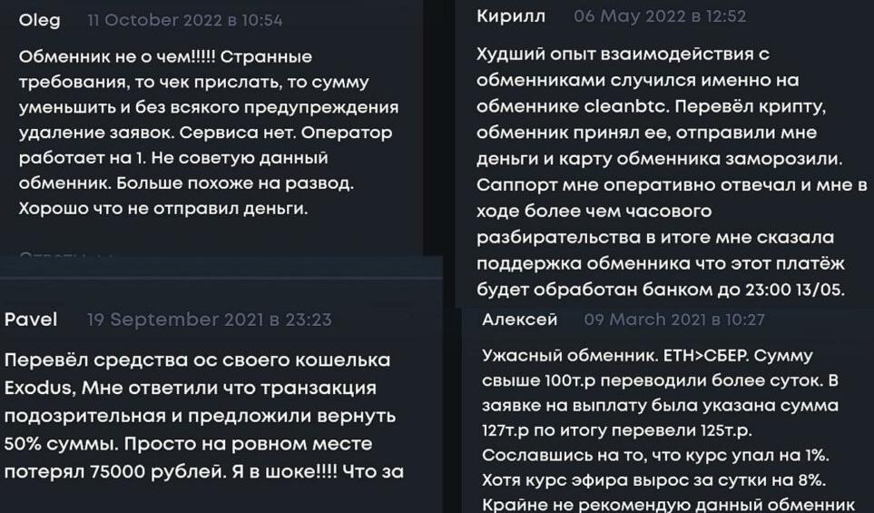 Отзывы реальных клиентов о проекте Cleanbtc
