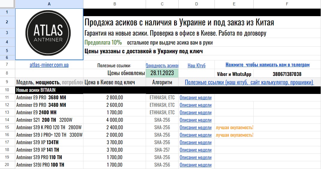 Сайт Atlas antminer